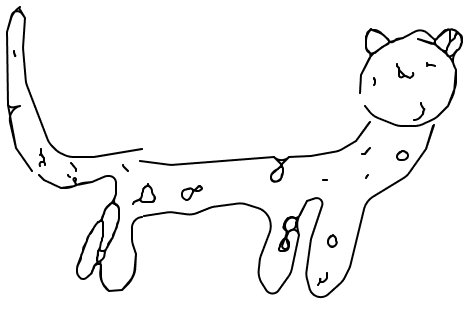 Photo of leopard drawing on wrinkled lined paper